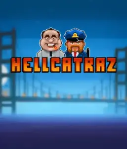 Explore the exciting world of Hellcatraz slot by Relax Gaming, showcasing a cartoonish prisoner and a guard with the infamous Alcatraz prison and San Francisco skyline in the background. This image captures the light-hearted escapade of an escape-themed game, great for those who enjoy playful themes, providing a entertaining gaming experience. 