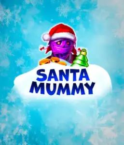  Experience the whimsical "Santa Mummy" slot game by Belatra, highlighting a Santa-clad mummy dressed in festive holiday attire. This vibrant image portrays the mummy with a vivid purple hue, wearing a Santa hat, against a backdrop of snowy blue and frosty snowflakes. The game's title, "Santa Mummy," is prominently displayed in large, frost-like blue letters.