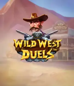  Step into the rugged world of "Wild West Duels" by Pragmatic Play, featuring a tough gunslinger ready for a showdown. The image shows a resolute cowboy with crossed pistols, framed by a dusty Western town. His focused expression and authentic attire highlight the theme of the Old West. The game's title is boldly presented in a striking font, complementing the action-packed theme. 